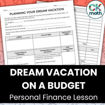 Preview of Planning a Dream Vacation on a Budget - Personal Financial Literacy Activity