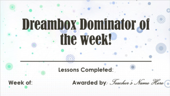 Preview of Dreambox Dominator Certificate - Reward/Incentive