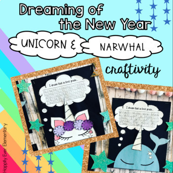 Preview of Dreaming of Next Year Unicorn and Narwhal Craftivity