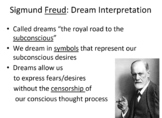 Dreams/Interpretation: Notes, homework, in class writing