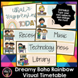 Dreamy Boho Rainbow Visual Timetable/Schedule Cards EDITABLE