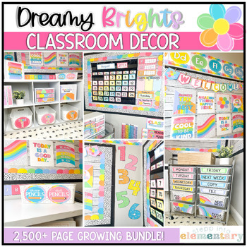 Preview of Dreamy Brights Classroom Decor | Bundle - Editable