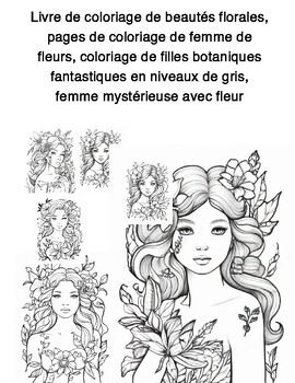 Preview of Dreamy Fairy Girls Coloring Book for Adults and Children. Grayscale Printabl PDF