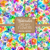 Dreamy Flowers - Summer Rose Floral Digital Paper Patterns