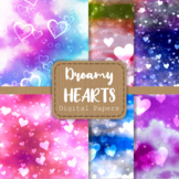 Dreamy Love Heart Cloudy Space Digital Paper Patterns