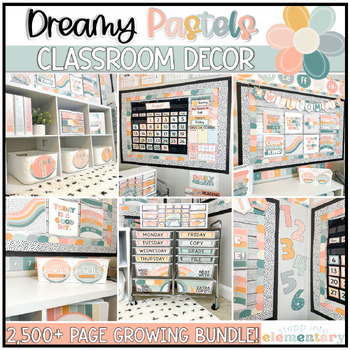 Preview of Dreamy Pastels Classroom Decor | Bundle - Editable