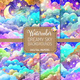 Dreamy Sky Backgrounds Set 3 - Watercolor Starry Cloudscap