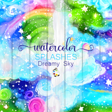 Dreamy Sky Splashes Set 2 - Watercolor Texture Background 