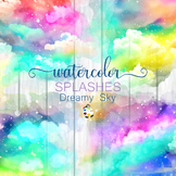 Dreamy Sky Splashes - Watercolor Background Texture Elements
