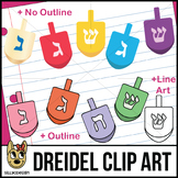 Dreidel Clip Art with Line Art, shows every side