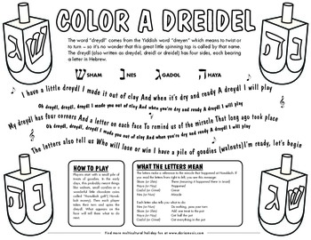 Preview of Dreidel Coloring Page