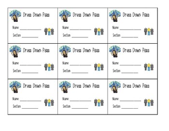 Dress Down Pass Worksheets Teaching Resources Tpt
