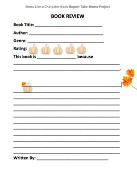 Preview of Dress Like a Character Book Report Project With FULLY EDITABLE Rubric