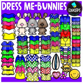 Preview of Dress Me ~ Bunnies Clip Art Set {Educlips Clipart}