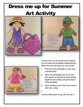 Dress Me Up For Summer Color Cut And Assemble Summer Art Activity