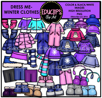 Preview of Dress Me ~ Winter Clothes Clip Art Set {Educlips Clipart}