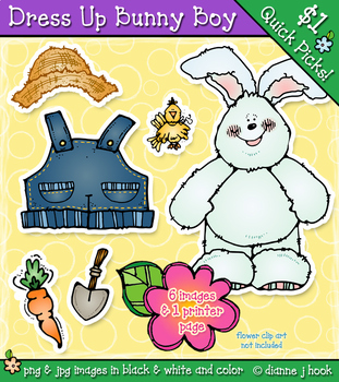 Preview of Dress-Up Bunny Boy - Printable Spring Clip Art and Easter Activity by DJ Inkers