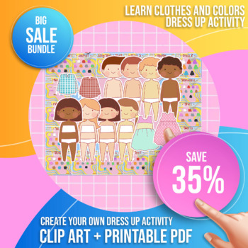 Preview of Dress up activity - Learn Clothes and Colors - Clip Art Big Bundle