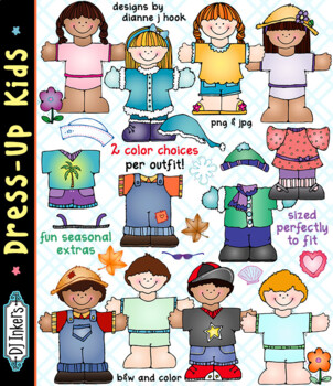 Preview of Dress Up Kids Clip Art and Printables by DJ Inkers