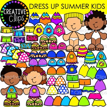 kids summer clothes clipart
