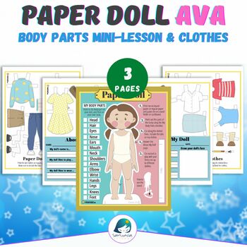 Dress Up dolls - Paper Doll Ava Printable & Body Part Checklist ...