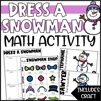 Preview of Winter Addition Activity | Dress a Snowman Math Craft