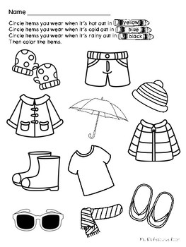 Dress for the Weather Mini Book and Worksheet by Mrs V's ABCs | TpT