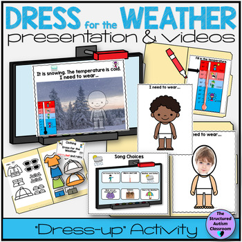 Preview of Dress for the Weather, Seasons, Temperature Digital Presentation Special Ed
