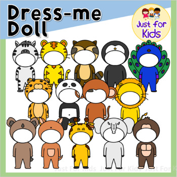 Preview of Dress me dolls - zoo animals costumes by Just For Kids．35pcs