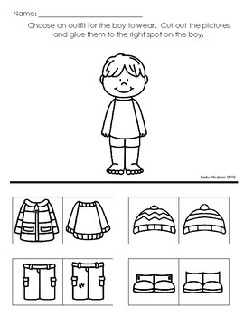 Download Dress the Boy for Winter Worksheet by Early Wisdom | TpT