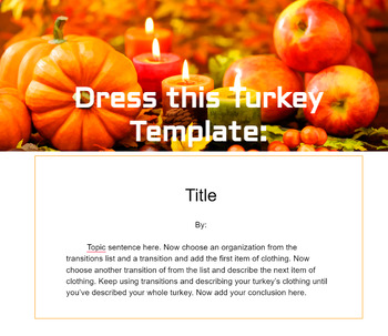 Preview of Dress this Turkey: Thanksgiving Write Template