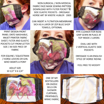 Preview of Dressage Horse Washable Inkjet Fabric Face Mask 2 Sewing Pattern