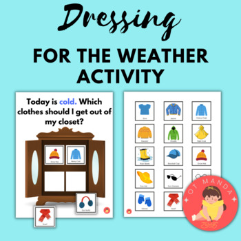 Preview of Dressing for the Weather Life Skills Activity with Clothing Picture Cards