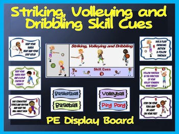 Preview of Striking, Volleying and Dribbling Skill Cues- PE Display Board