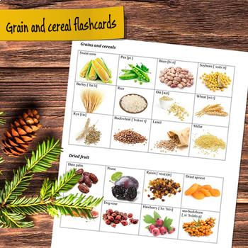 Preview of Dried fruit, Grains and Cereals Flashcards (Vocabulary flash cards)