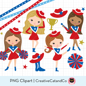 Preview of Drill Team Girl Cheerleader Clipart Set