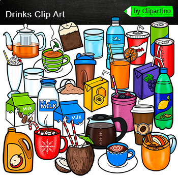 Drinks Clip Art/ Types of Drinks Clip art by Clipartino | TPT