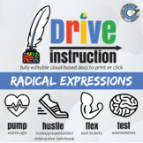 Radical Expressions - EDITABLE Notes / INB / Test +++ Drive Math