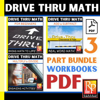 Preview of Drive Thru Menu Math - Life Skills - Add, Subtract, Multiply, Divide BIG BUNDLE