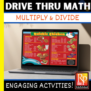 Preview of Drive Thru Menu Math - Life Skills Math Multiply & Divide Money Digital Resource