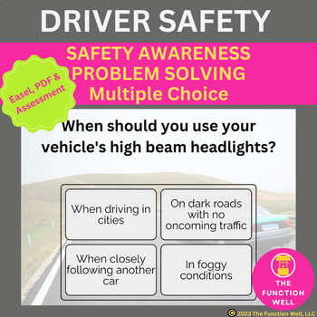 Preview of Driver Safety Questions - Driving Safety Awareness Activity - Cognitive Therapy