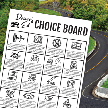 Preview of Driver's Ed Choice Board: Project-Based In-School or Distance Learning