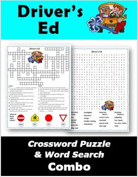Preview of Driver's Education Crossword Puzzle & Word Search Combo