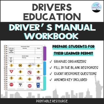 Preview of Drivers Education: Driver's Manual Workbook for Learner Permit