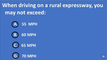 Preview of Drivers learner permit questions for Missouri Test (2.1) study guide.