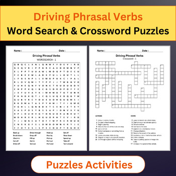 Preview of Driving Phrasal Verbs | Word Search & Crossword Puzzles Activities