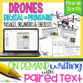 Preview of Paired Text Passages - Drones Opinion Writing - Print & Digital