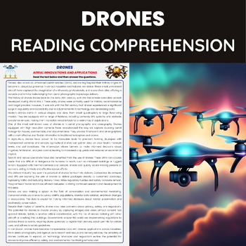 Preview of Drones Reading Comprehension | History of Drones and UAV
