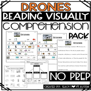 Preview of Drones Reading Comprehension Passages and Questions with Visuals