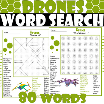 Drones Word Search Puzzle Drones Word Search Activities TPT